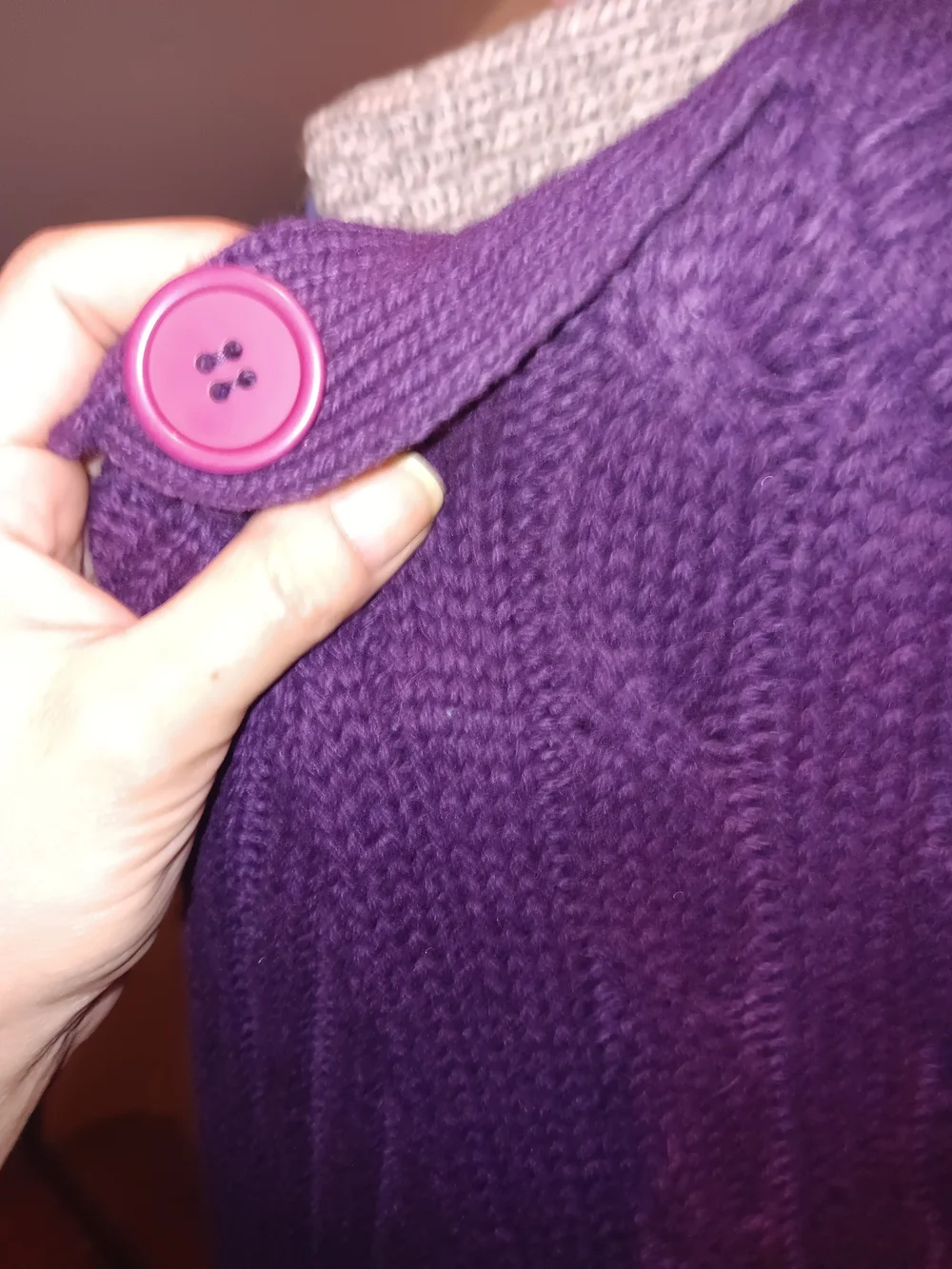Moda International Purple Cable Knit Belted Cardigan